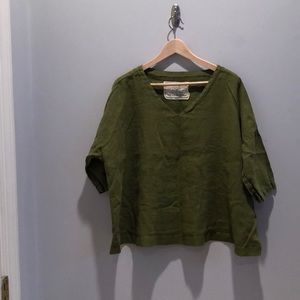 Not perfect linen- linen, green, t-shaped top